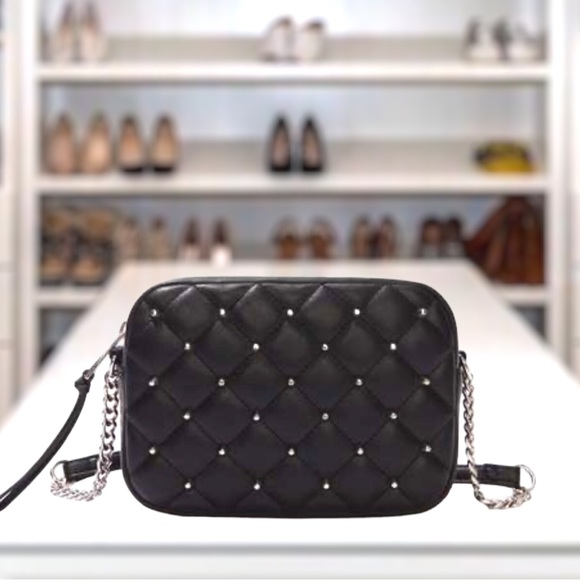 New Rebecca Minkoff Top Zip Studded Vegan Black Crossbody New in Package - Picture 1 of 14